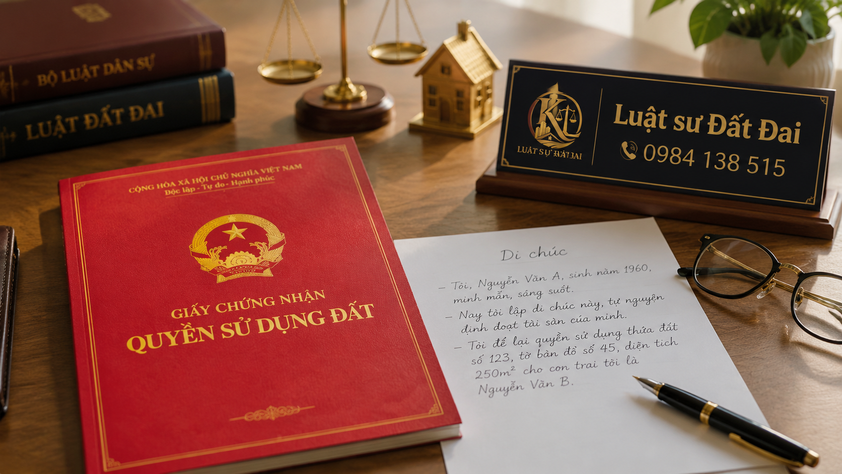 Nội dung mẫu di chúc thừa kế đất đai viết tay phải ghi rõ thông tin sổ đỏ.