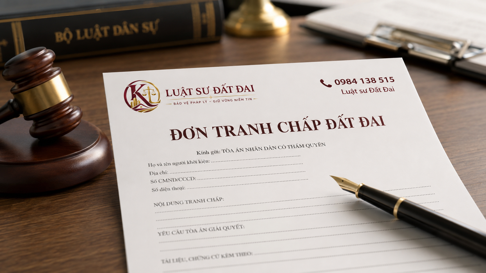 Đơn tranh chấp đất đai chuẩn pháp lý